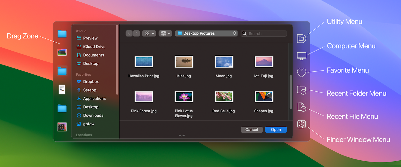 Default Folder X 5.6 Mac 破解版 - 实用的菜单栏快速访问工具