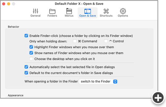 Finder-click, automatic re-selection of the last file you used and more.